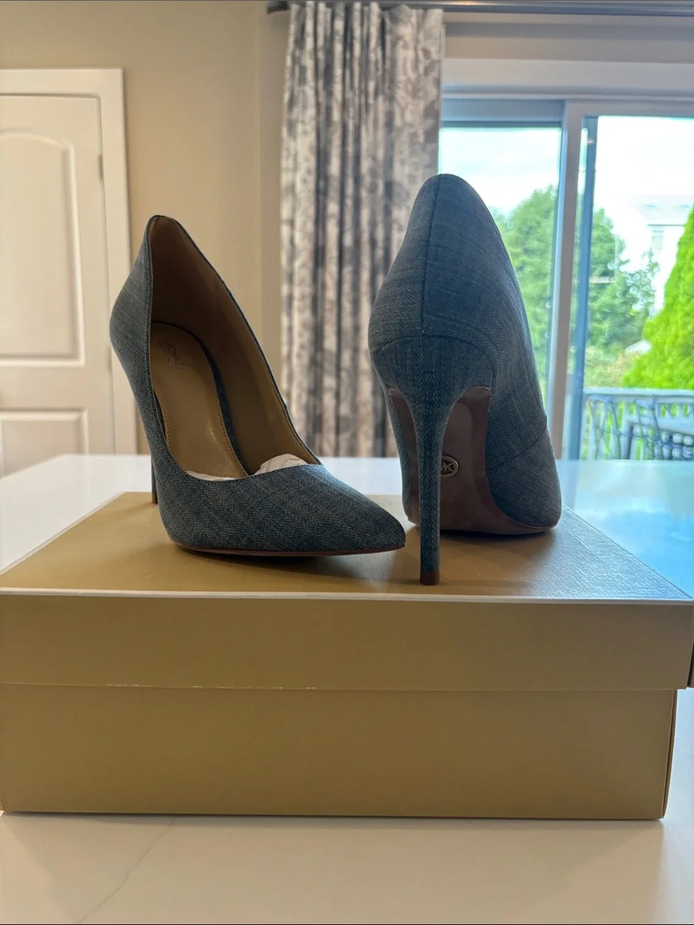 Michael Kors Washed Denim Pointed-Toe Stiletto Pumps - Blue